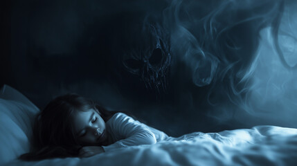nightmare monster hovering over sleeping girl
