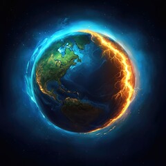 Fototapeta premium Surrealistic Earth with Lightning