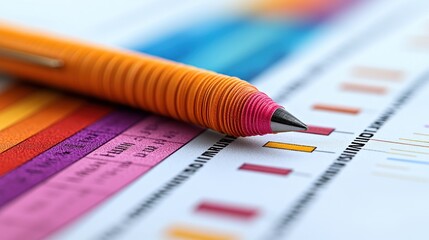 Bright pen displays creativity amidst colorful charts capturing vital data trends