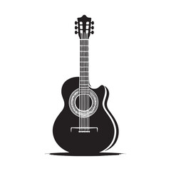Obraz premium Strings of Serenity: A Beautiful Collection of Acoustic Guitar Vector Silhouettes Showcasing the Timeless Elegance, Musical Warmth, and Classic Shape of This Beloved Instrument