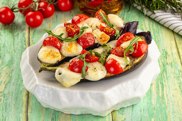 Baked eggplant with cherry and mozzarella