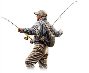 Fly Fishing isolated white background