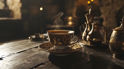 Cup of Turkish coffee in a traditional setting
