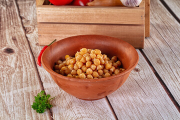 Boiled chickpea beans in the bowl