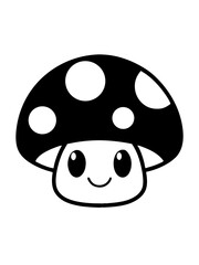 Fototapeta premium funny cartoon mushroom in vector silhouette