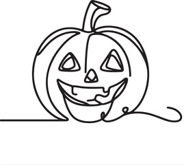 Pumpkin Face Line Illustration