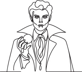 Halloween Vampire Line Art