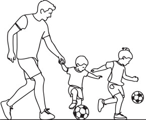 Father Playing Soccer Drawing