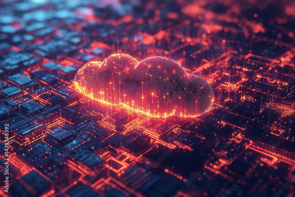 Poster a futuristic cloud technology: harnessing the power of innovation and advancement