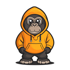 Naklejka premium vector drawing of a monkey in a yellow hoodie.Generative AI