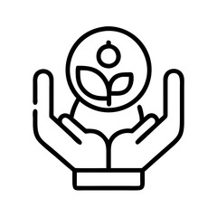 Hands holding plant icon vector illustration of growth and care for agriculture and nature concept