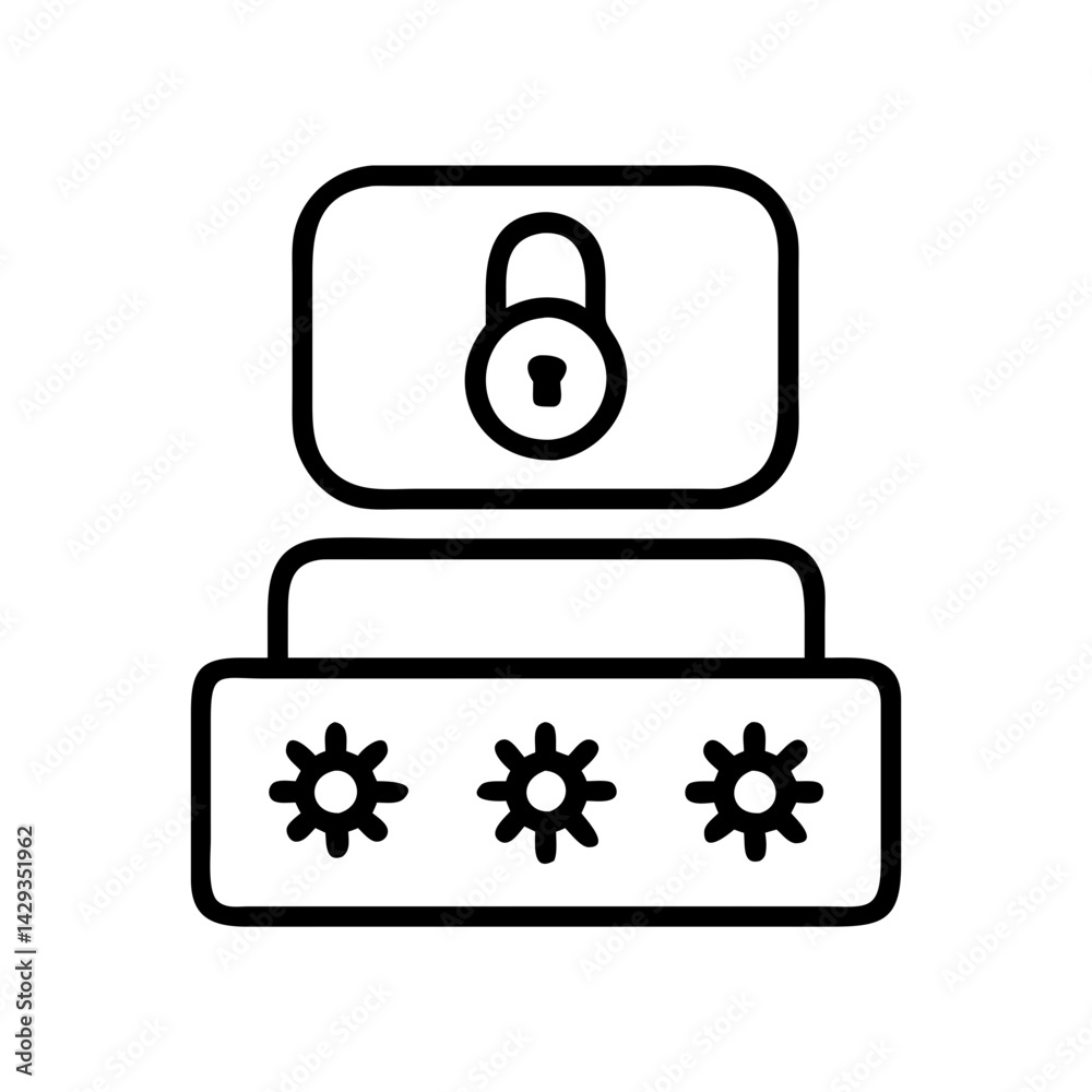 Poster unlocking digital security password protection system for computer access and data privacy online
