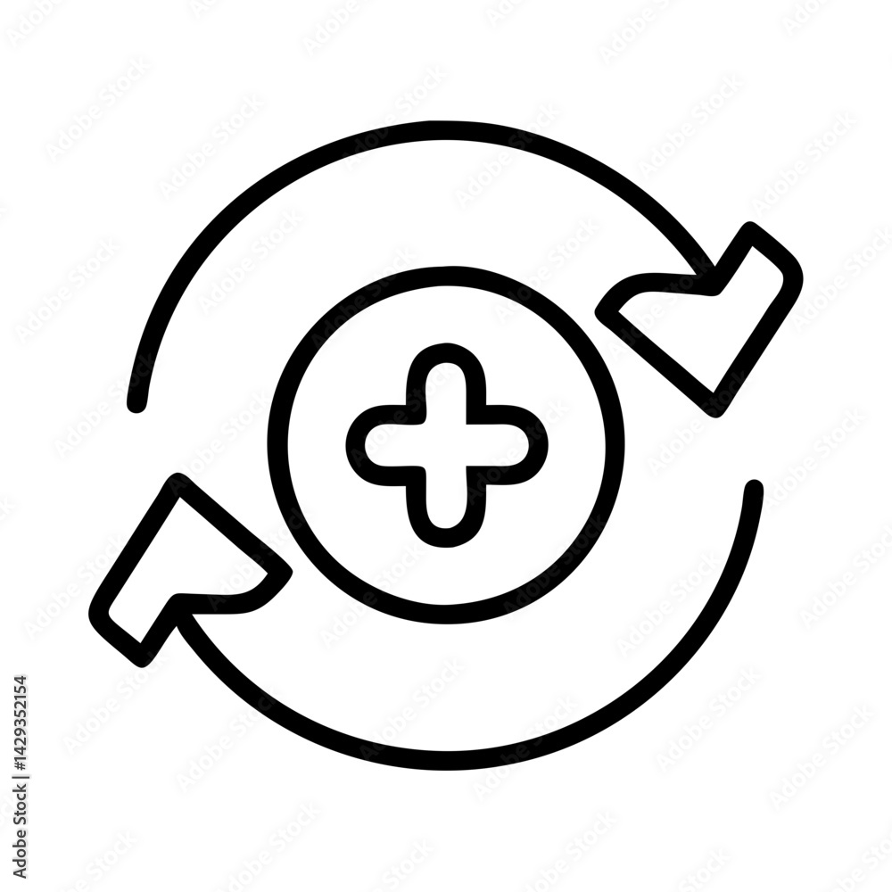 Poster Refresh add new plus icon reload update symbol circle arrow loop sign vector graphic outline