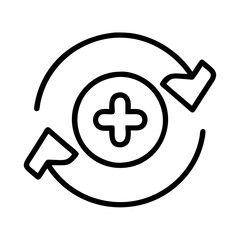 Refresh add new plus icon reload update symbol circle arrow loop sign vector graphic outline