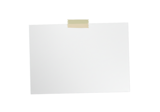 Paper sheet with tape mock up — transparent background