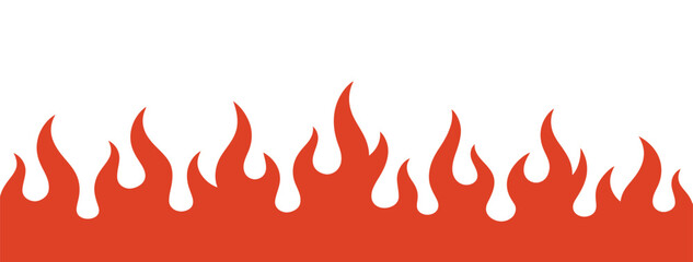 Orange Flame Border Design With White Background,Fiery Decorative Illustration For Graphic Projects Or Web Elements