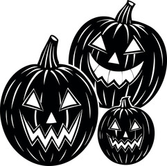 Carved Pumpkins With Different Expressionss