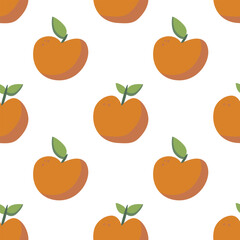 Seamless pattern with fruits in simple cartoon style, apples in geometric sequence on white background. For textile design, wallpaper, holiday wrapping paper, store advertising, kitchen fabric.Vector