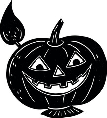 Grinning Jack O Lantern With Candle
