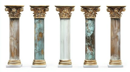 Obraz premium Elegant Antique Column Set Against a Crisp White Background
