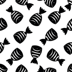 Halloween Candy Pattern On Transparent Background