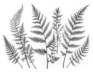 Naklejka premium Detailed fern illustration with intricate green fronds in sketch style