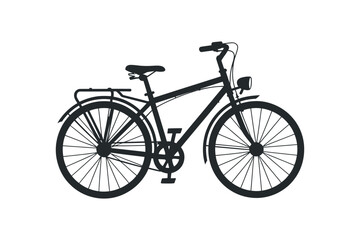 Classic Bicycle Silhouette Graphic Illustration Isolated On White Background Transportation Symbol Minimalist Design Black And White Style Vintage Bicycle Vector