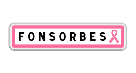 Panneau de sortie de Fonsorbes, Haute-Garonne, Occitanie avec Ruban Octobre Rose