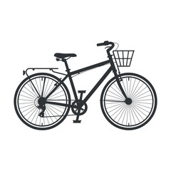 Bicycle Silhouette With Basket And Rack For Microstock Illustration For Healthy Transportation Solutions And Leisure Cycling