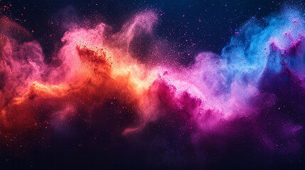 Fototapeta premium Vibrant multicolored powder bursts across an abstract backdrop symbolizing celebration diversity cultural unity and the joy of Holi ideal for festive banners and colorful design themes