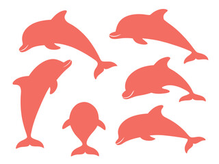 dolphin swimming hand drawn vector sketch
