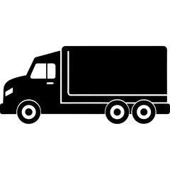 Monochrome Truck Icon on White Background
