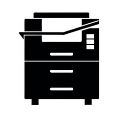 Office Photocopier Vector Silhouette on White
