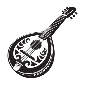 black and white mandolin musical instrument clip art preview