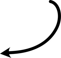 Curved arrow vector in clean, minimal style. Ideal for diagrams, infographics, UI navigation, process flow, business presentations, and educational visuals.