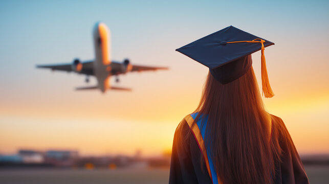 Graduate student in Cap and Gown. Studying abroad offers students an incredible opportunity for international learning, with scholarships providing guidance and support as they pursue their education 