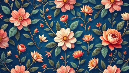 Subtle floral motif with intricate details creates a delicate seamless repeat , interior, delicate