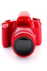 Vibrant Red DSLR Camera Photography Equipment