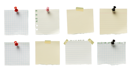 Paper notes pinned mockup — transparent background