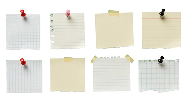Paper notes pinned mockup — transparent background