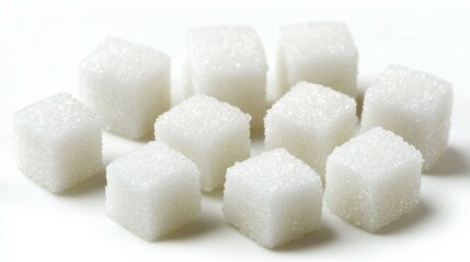 Isolated White Sugar Cube Collection on Crisp White Background