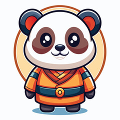 Cute panda in an orange robe