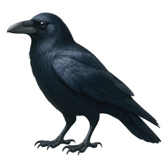 Majestic Black Raven Bird Illustration Dark Feathers Sharp Talons Detailed Profile