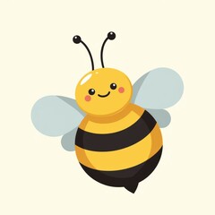 Cute cartoon bee with a cheerful expression against a light background.