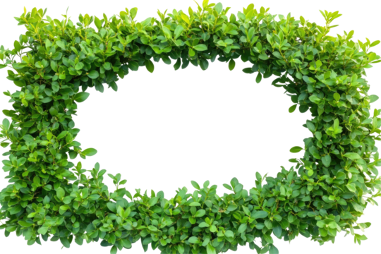 Lush Green Leafy Frame for Decorative Use in Gardens or Events on transparent background
