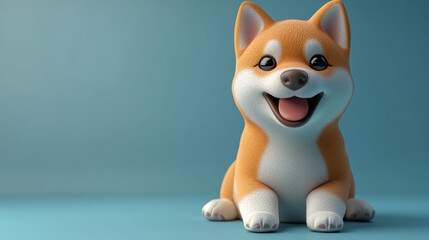 3D cartoon of a happy smiling shiba inu dog with red fur isolated on a clean background symbolizing loyalty joy and the playful spirit of Japanese tradition with copy space


