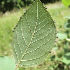 Closeup of Aphids on Green Leaf Edge