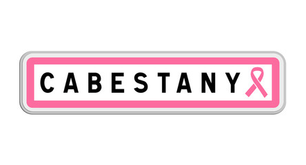 Panneau de sortie de Cabestany, Pyrénées-Orientales, Occitanie avec Ruban Octobre Rose