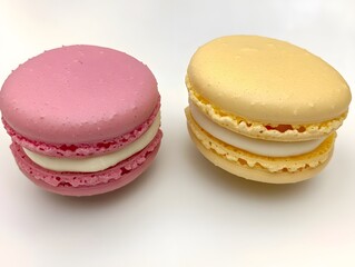 Pink and Yellow Macarons Sweet Treats Delicious Pastry Dessert