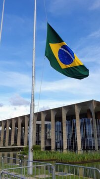 Brazilian flag waving at half mast in show of official mourning